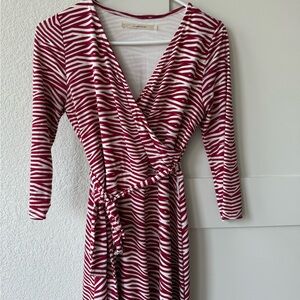 41 Hawthorn Red and White Zebra Print Long Sleeve Dress